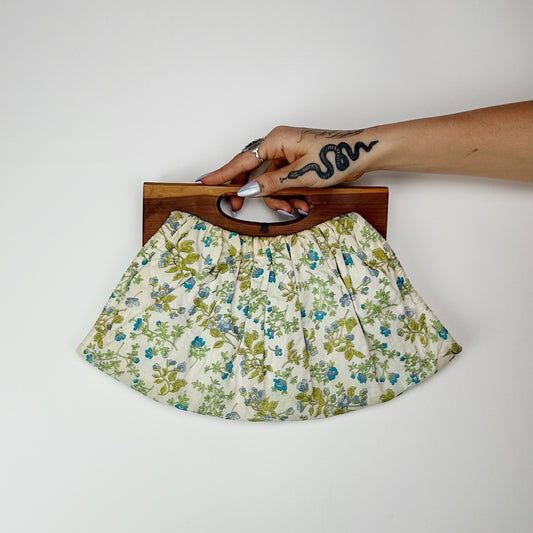 1970's Wooden Handle Floral Purse
