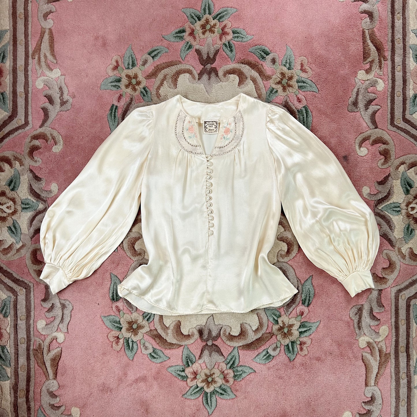 1970's Satin Cream Gunne Sax Blouse