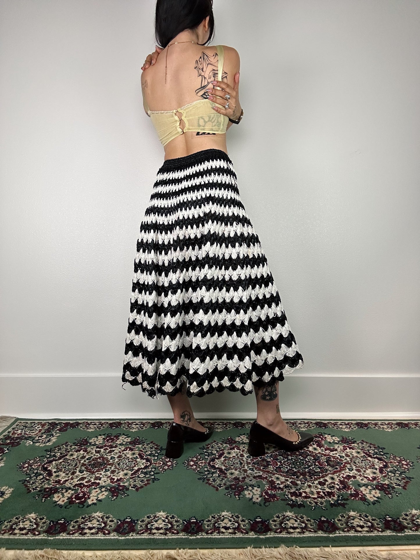 1960's Striped Acrylic Woven Maxi