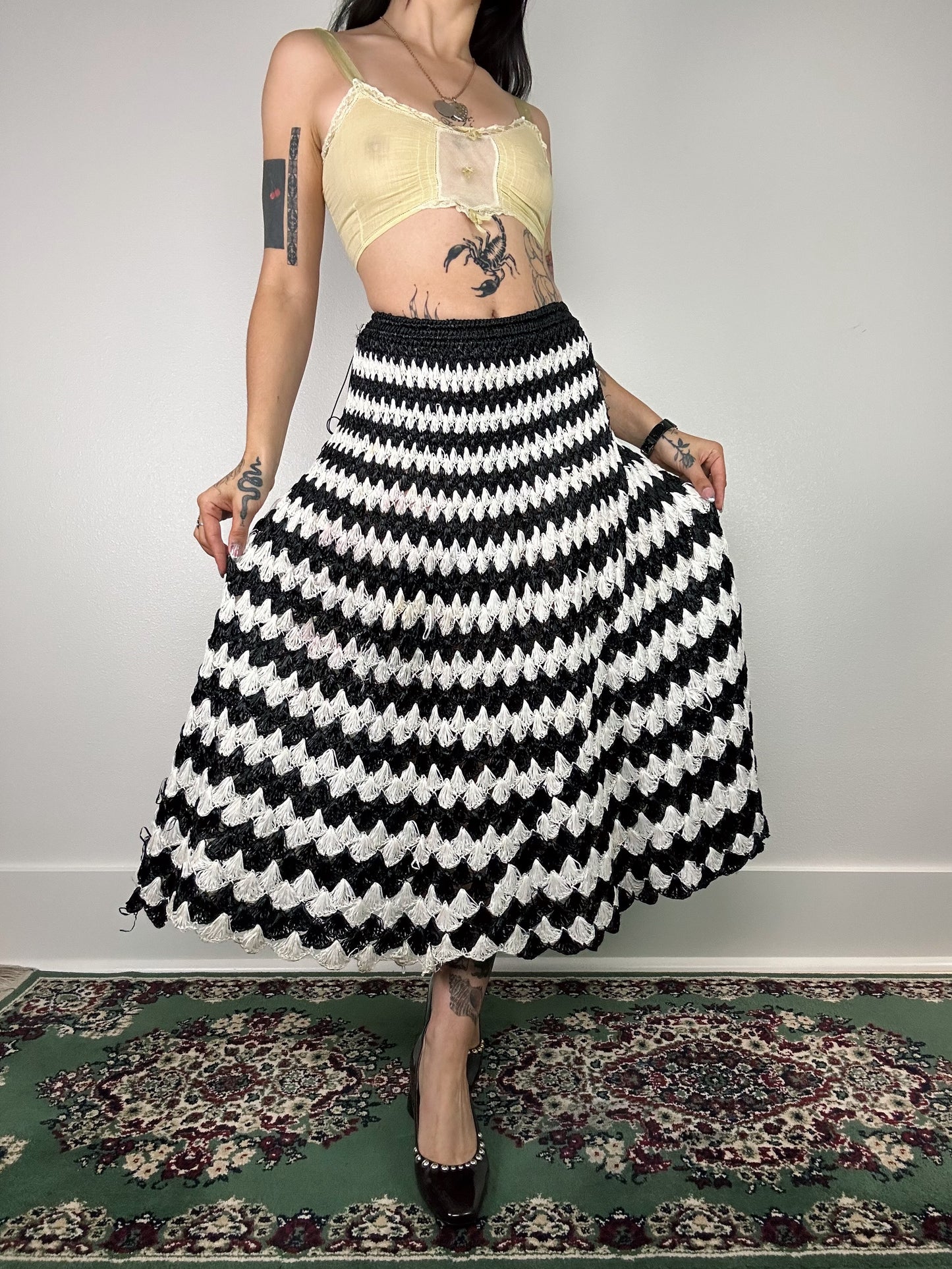 1960's Striped Acrylic Woven Maxi