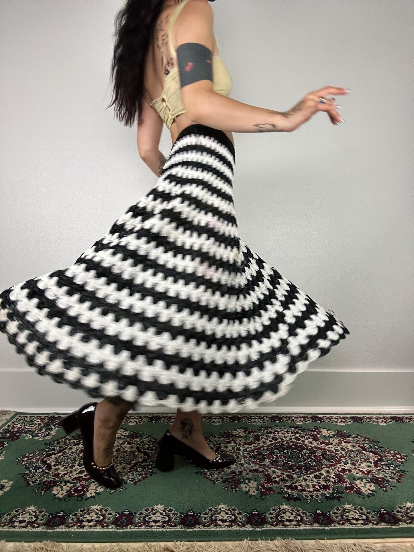1960's Striped Acrylic Woven Maxi