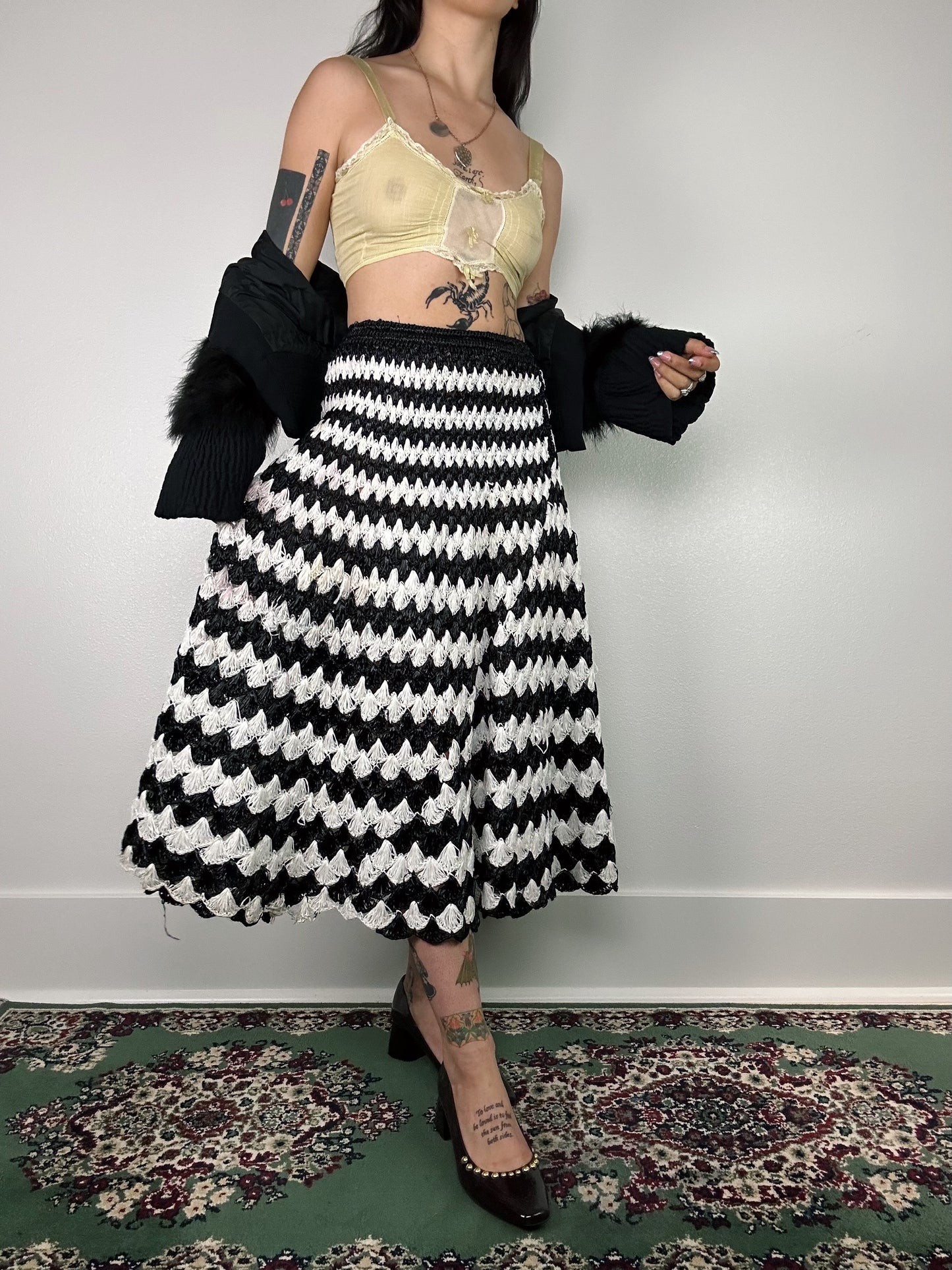 1960's Striped Acrylic Woven Maxi