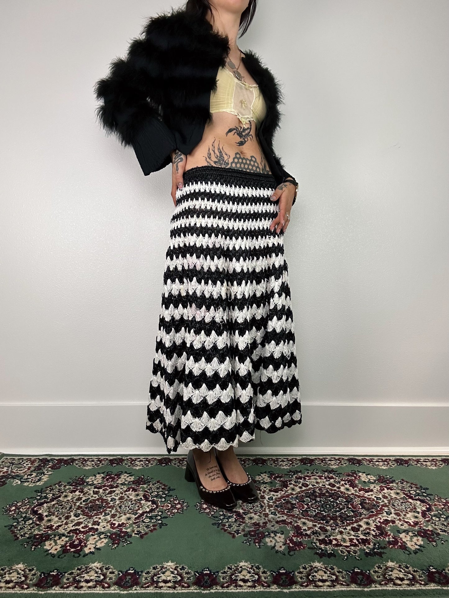 1960's Striped Acrylic Woven Maxi